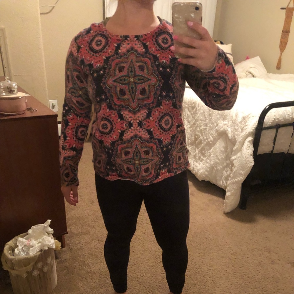 Boho mandala pattern long sleeved shirt